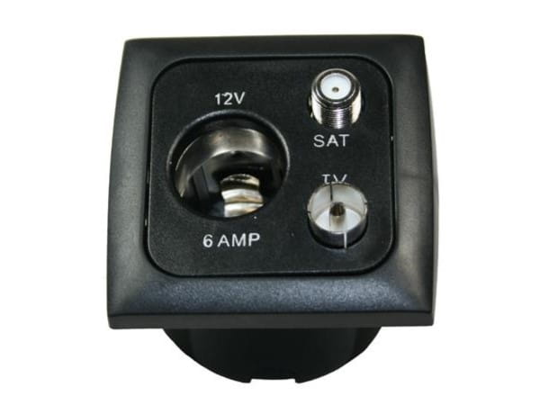 C-Line 12V Socket with TV + Satellite Connections - Black