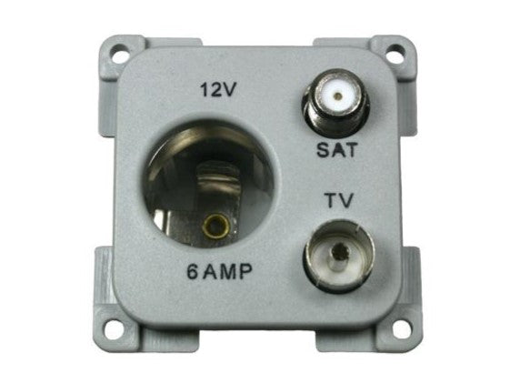 C-Line 12V Socket with TV + Satellite Connections - Grey