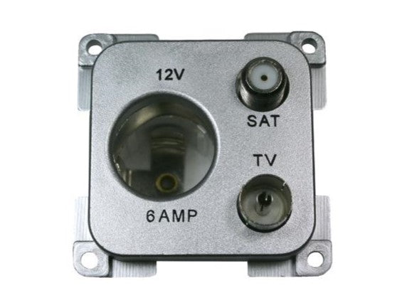 C-Line 12V Socket with TV + Satellite Connections - Silver