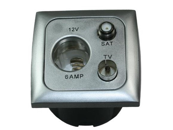 C-Line 12V Socket with TV + Satellite Connections - Silver
