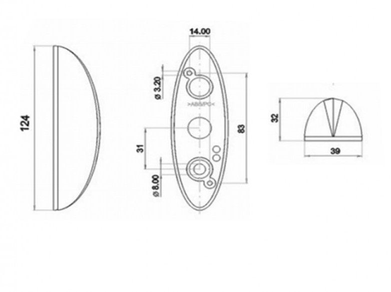 Jokon Side Marker Light SPL2010 Red/Clear Oval - Grey Mounting Frame