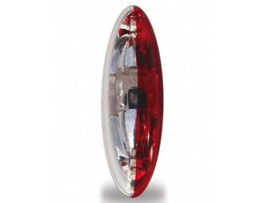 Jokon Side Marker Light SPL2010 Red/Clear Oval - White Mounting Frame