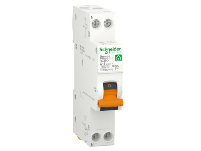 Schneider Domae RCBO Slim 1P+N 16A 30mA 6kA Type A