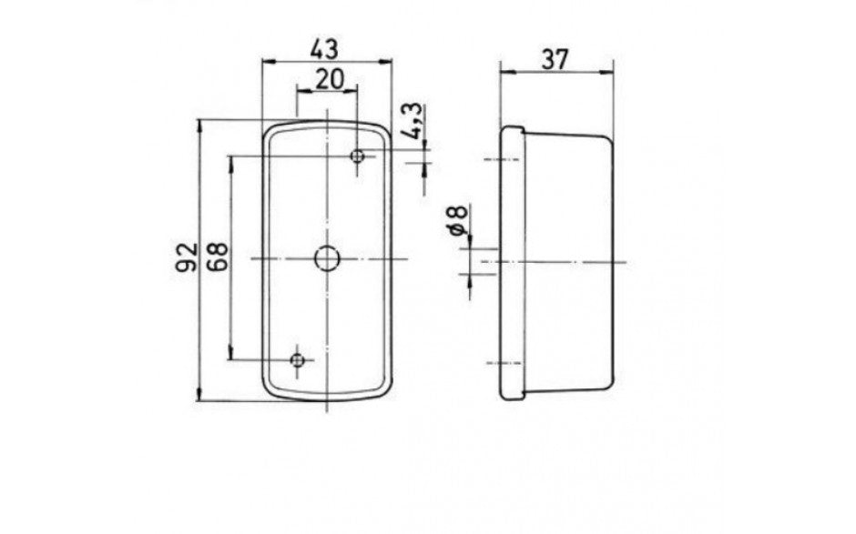 Jokon Side Marker Light Red/Clear Rectangle