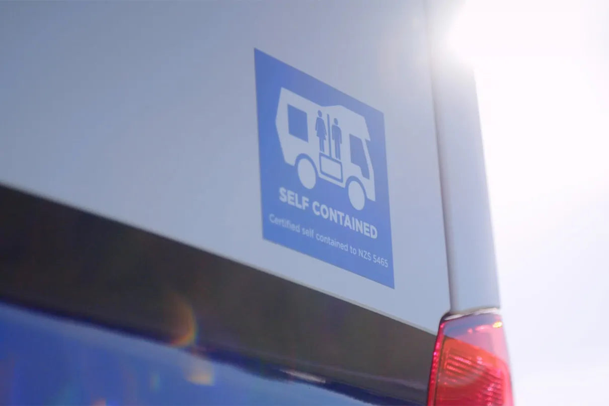 Self contained sticker for certification to freedom camp in New Zealand