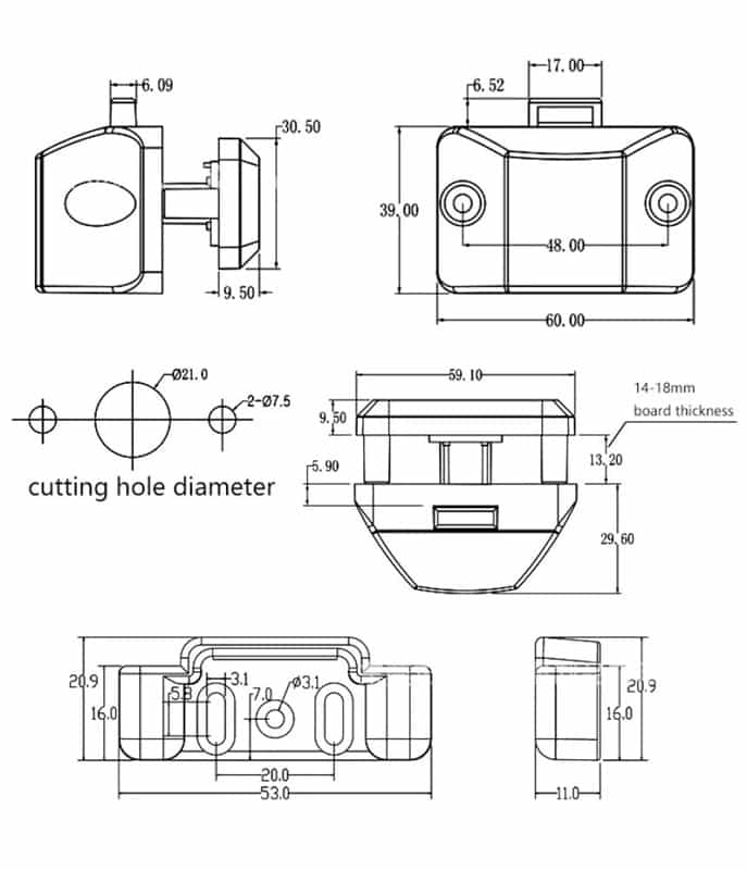 Swift Cupboard & Draw Push Lock Complete