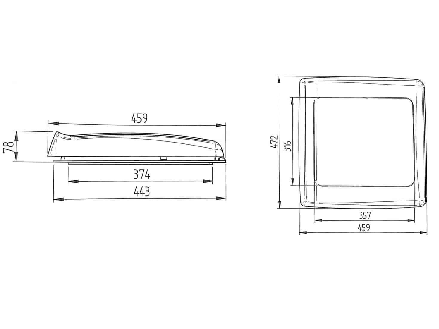 Thule Omnivent Skylight/Roof Vent without 12V Fan 400 x 400mm