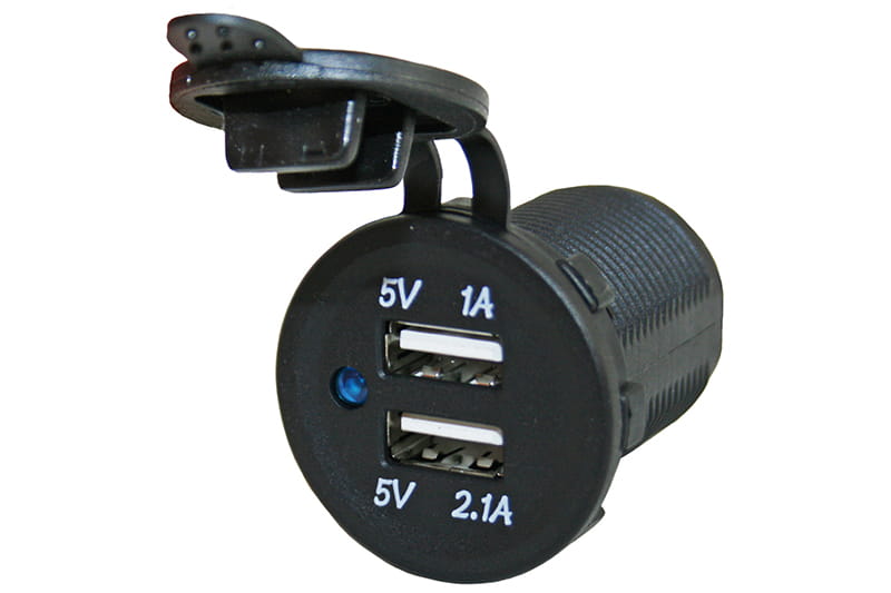 12V USB 5V 1x 1 Amp & 1x 2,1 Amp
