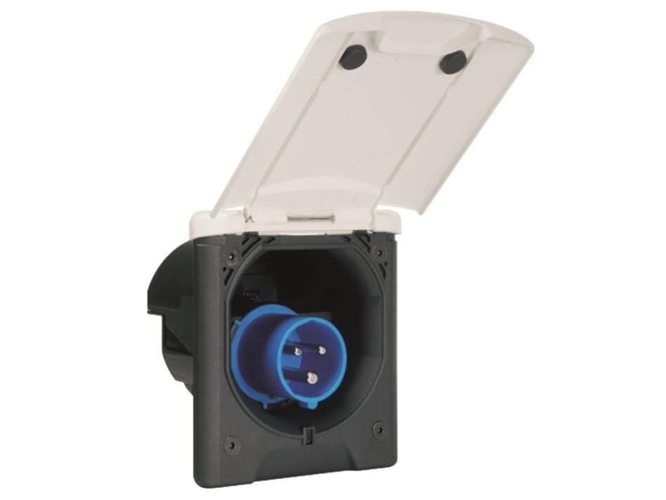 16A Inlet Flush Mounted - White (Magnet Lid)