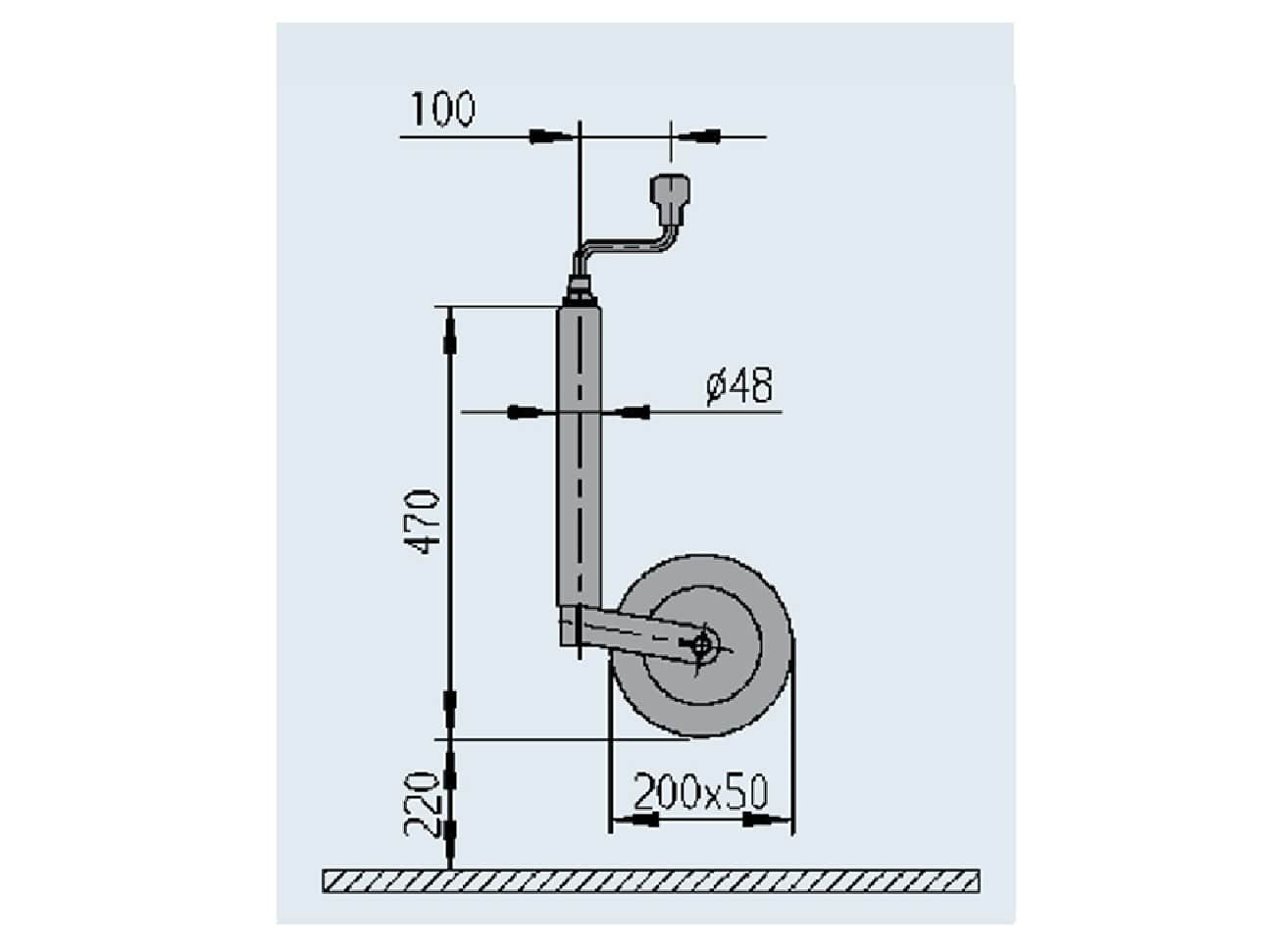 AL-KO Jockey Wheel Compact 48mm Shaft 150kg Plastic Rim 200x50mm