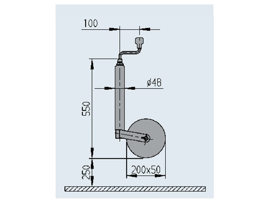 AL-KO Jockey Wheel Plus 48mm Shaft 150kg Plastic Rim 215x65mm