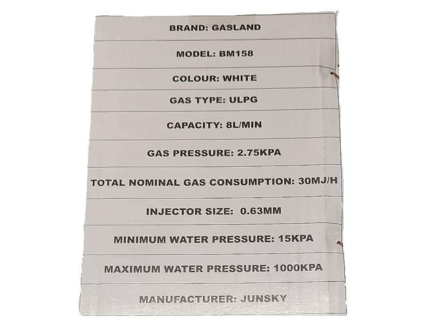 Gasland Califont 8 Litre Portable LPG Hot Water Heater
