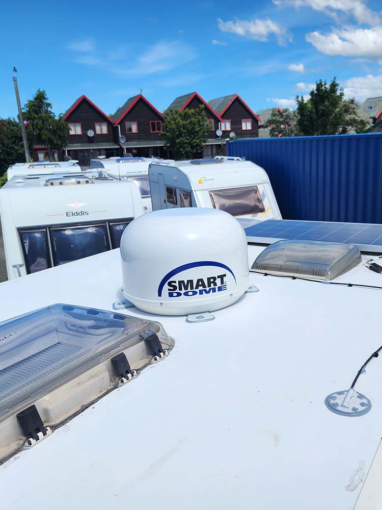 Smart dome installed on caravan roof in Hawkes Bay at caravan yard